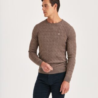 Morris Merino Cable Oneck Brown 901209-84