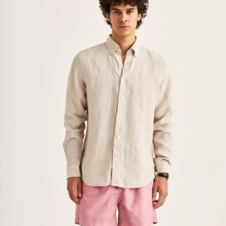 Morris Douglas Linen Shirt Classic Fit Khaki 801500-05