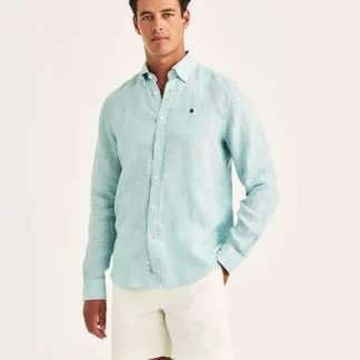 Morris Douglas Linen Shirt Classic Fit Green 801780-71