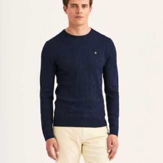 Morris Merino Cable Oneck Blue