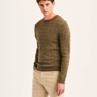 Morris Merino Cable Oneck Olive