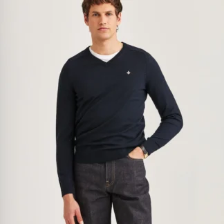 Morris Merino Vneck Navy